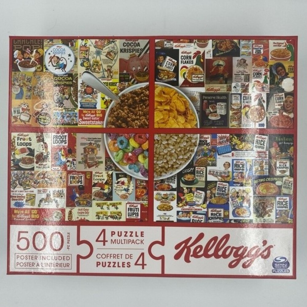 NIB NWT Spin Master Kellogg's 4 Puzzles with posters